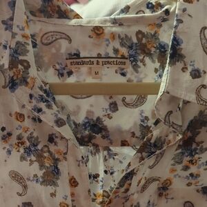 White and Blue Casual Button Down Shirts